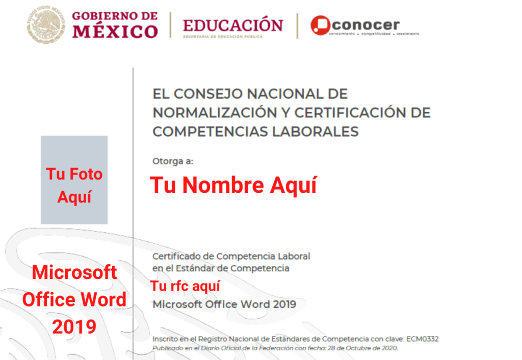 Word – Órgano Certificador y Evaluador de México OCEM,  DE .